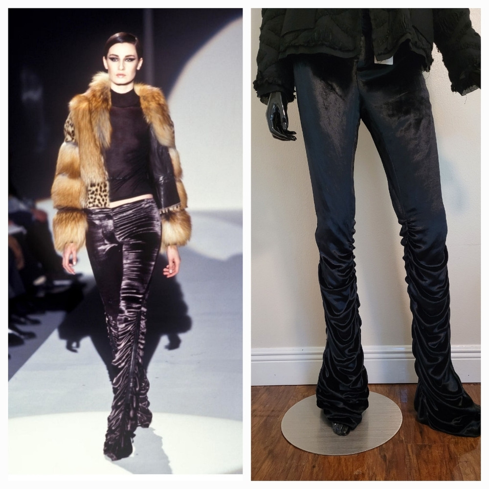 Vintage Gucci Tom Ford 1999 Velvet Waterfall Flare Pants